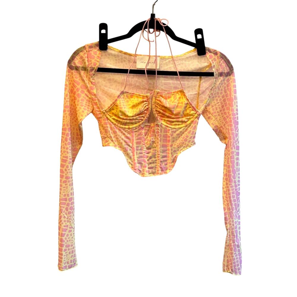 Dolls Kill New Pink Neon Pink Yellow Animal Top Small NWT